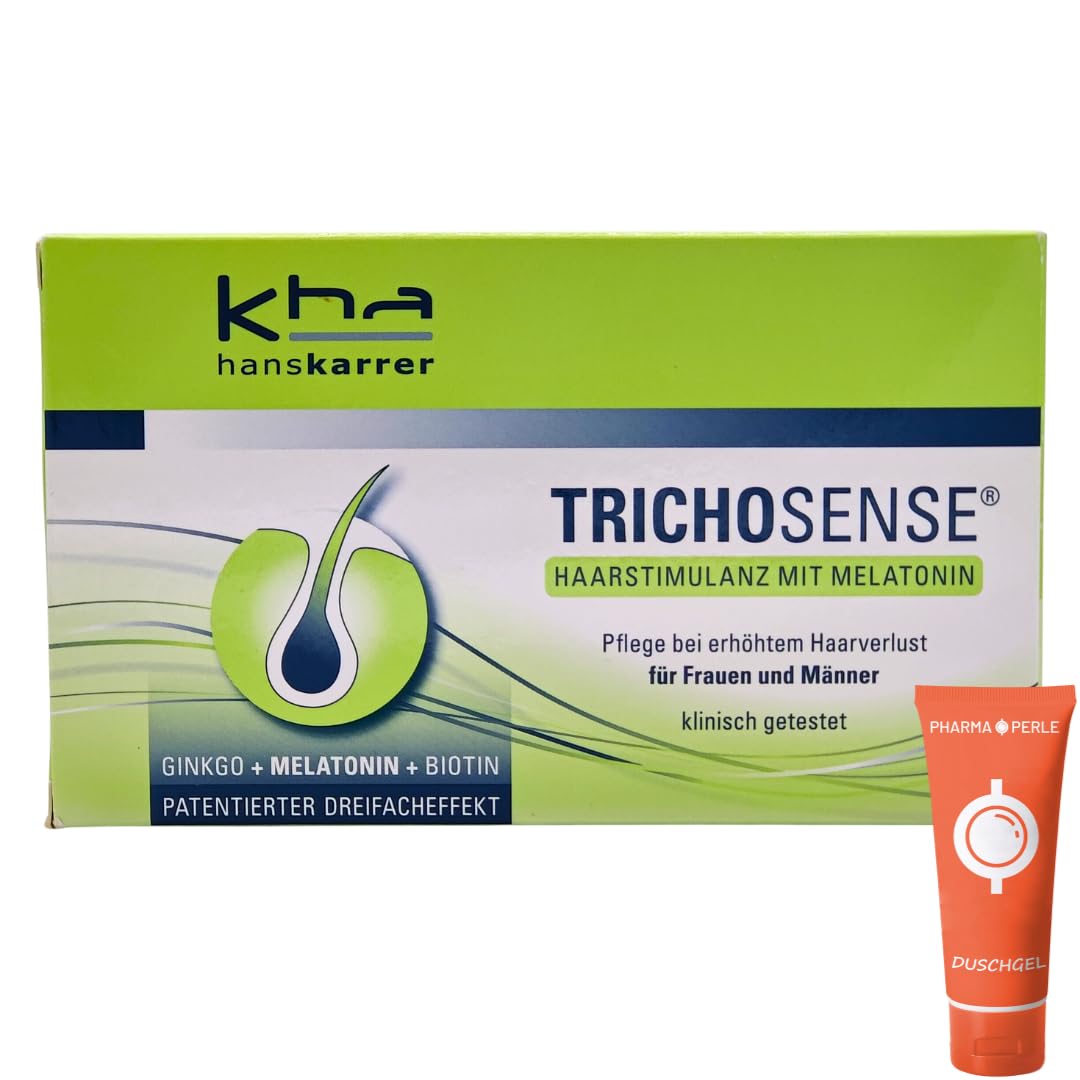 Hans Karrer Trichosense Lösung, 30x 3 ml I Pflege bei erhöhtem Haarverlust für Frauen und Männer I Haarausfall I dünnes Haar I gesunde Haare I Melatonin I Biotin I Spar-Set plus Pharma Perle (1x)