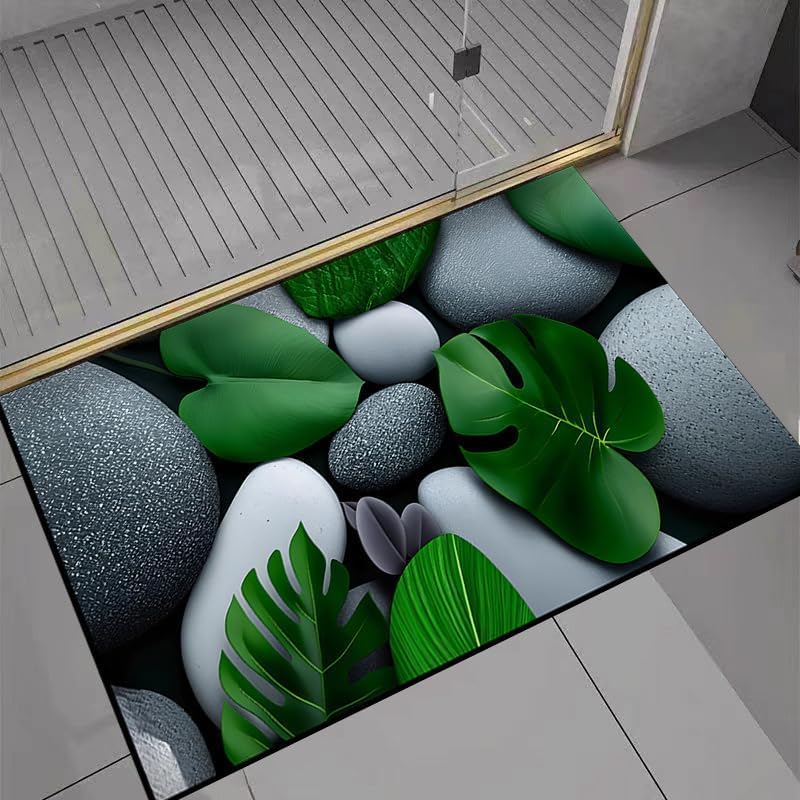 Tapis de bain en pierre diatomite grise absorbante et antidérapante