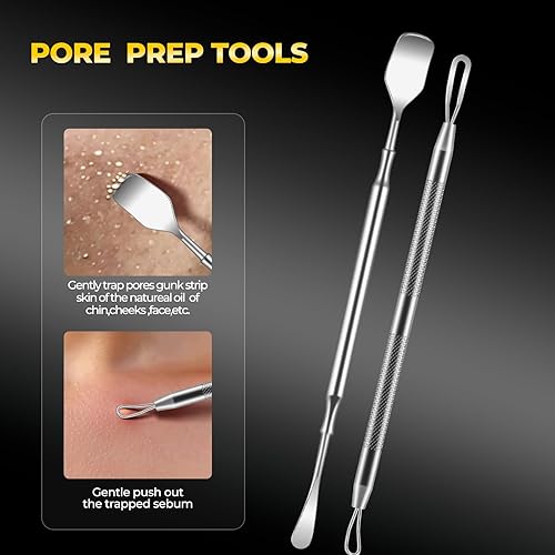 Miniatura 6 de Herramientas profesionales para eliminar puntos negros, kit de herramientas para reventar espinillas, manchas, estallido de puntos blancos, 8 piezas