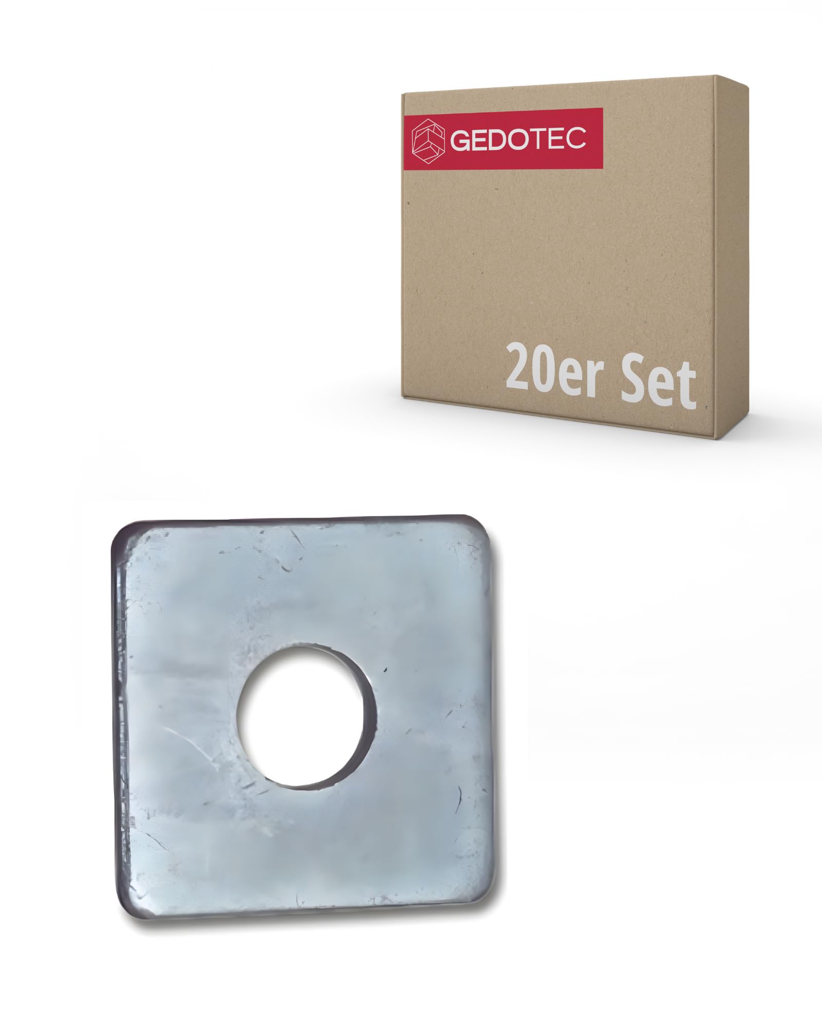 Gedotec Unterlegscheibe aus Stahl verzinkt | 20 Stück Beilagscheiben rund | M24 | nach DIN 436 gefertigt | Vierkantscheibe für Holzkonstruktion | Karosseriescheiben | Beilagscheiben-Sortiment