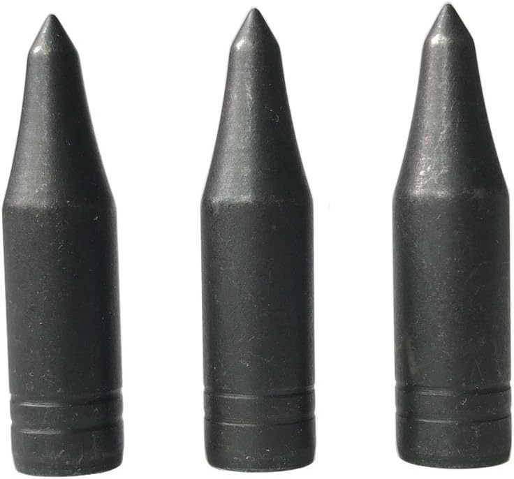 SHARROW 24pcs Archery Points Arrowheads Glue On Arrow Field Points Hunting Target Arrow Tips Bullet Points for 8mm Diameter Bamboo Wooden Arrows (Black)