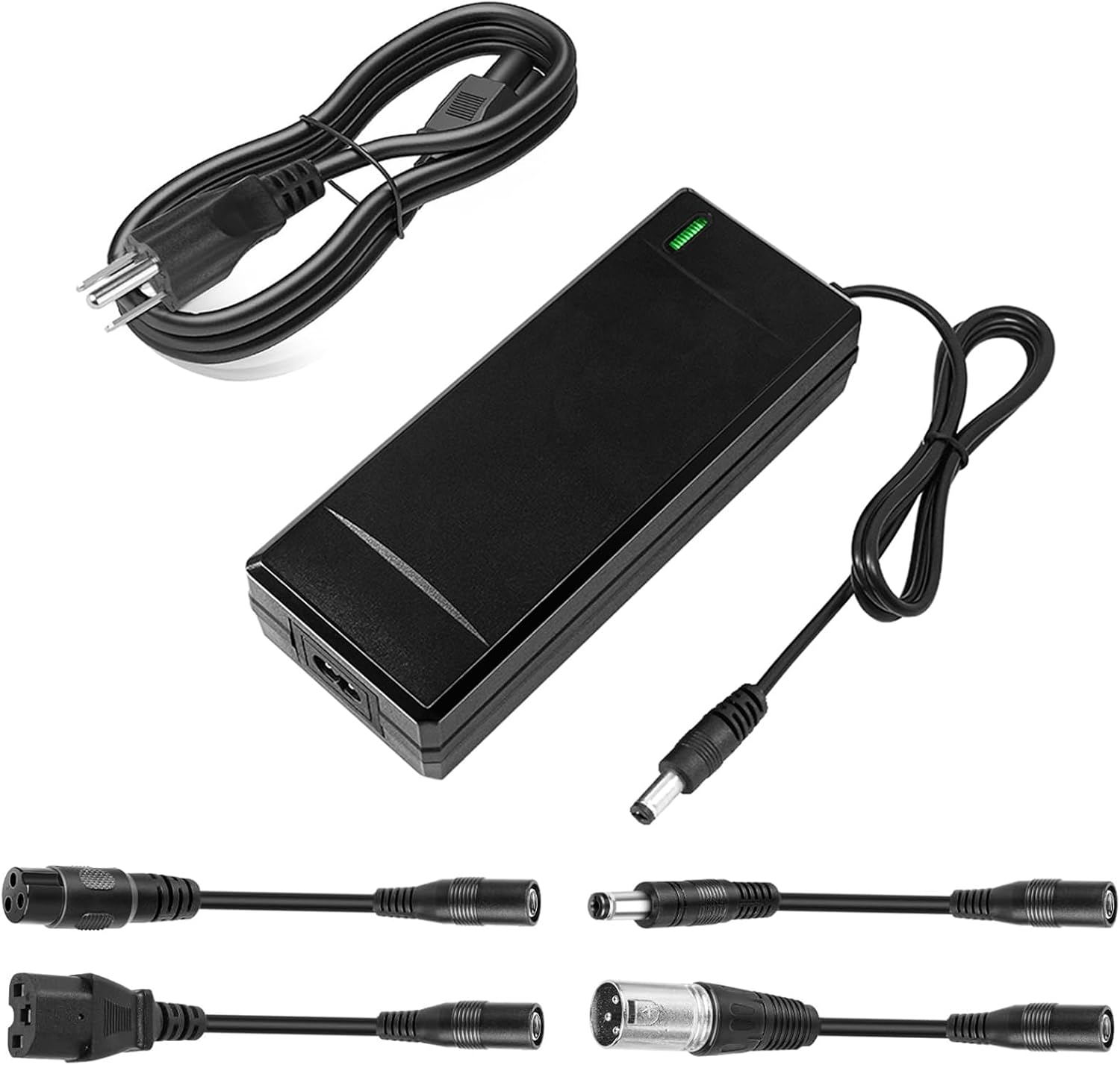 SGS Certified 54.6V 2A Electric Scooter Charger for 13S 48V Lithium Battery, Electric Bike Electric Scooter Hoverboard Battery Replacement with 5 Plug, with LED Indicator