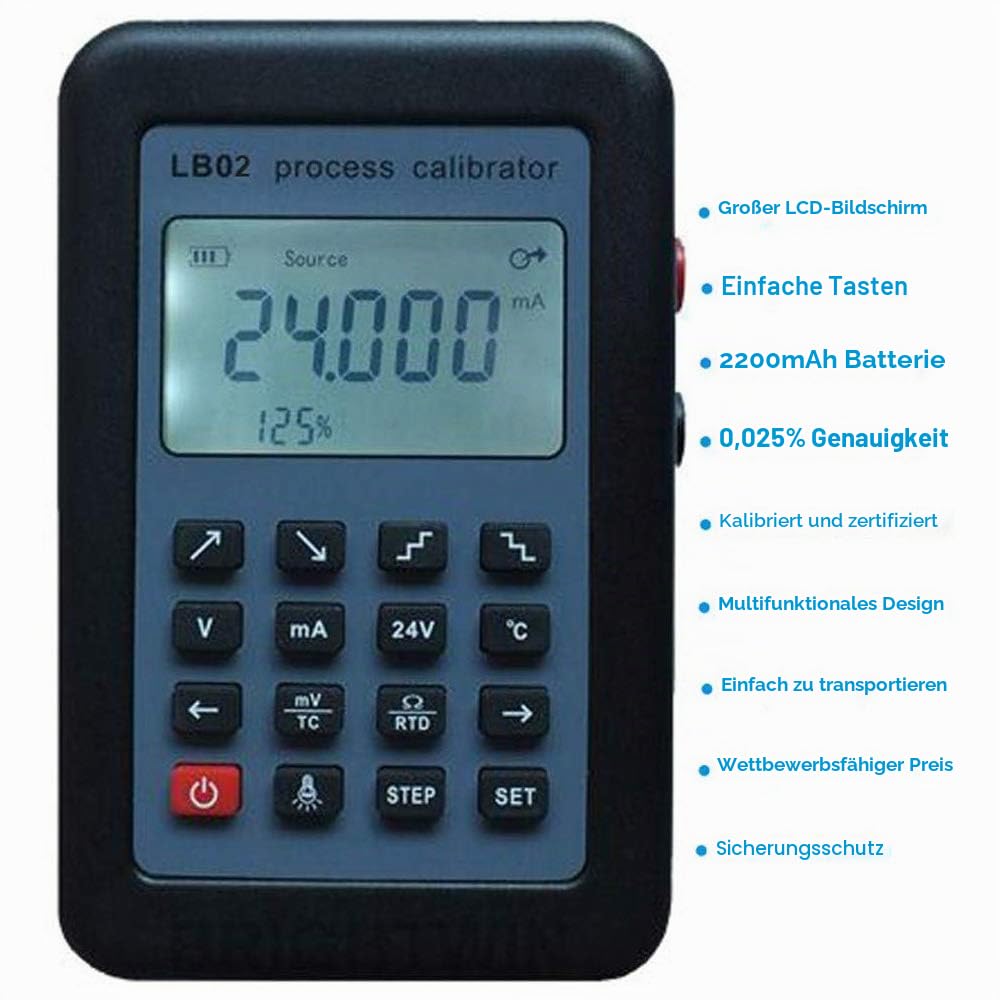 Toplionace LB02 Widerstand Strom Multimeter Signalgenerator | Quelle Prozesskalibrator 4-20mA / 0-10V / mV LCD-Anzeige