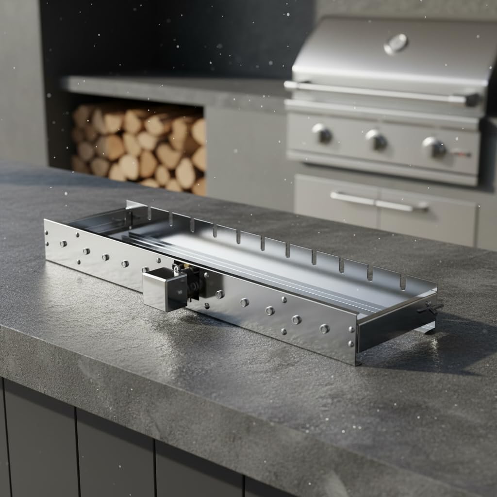 Grill Bracket Automatischer Elektro Drehspieß Rotisserie Grillwerkzeug Edelstahl Konstruktion Verstellbarer Aufsatz für Camping Wandern Garten Nutzung, 60cm