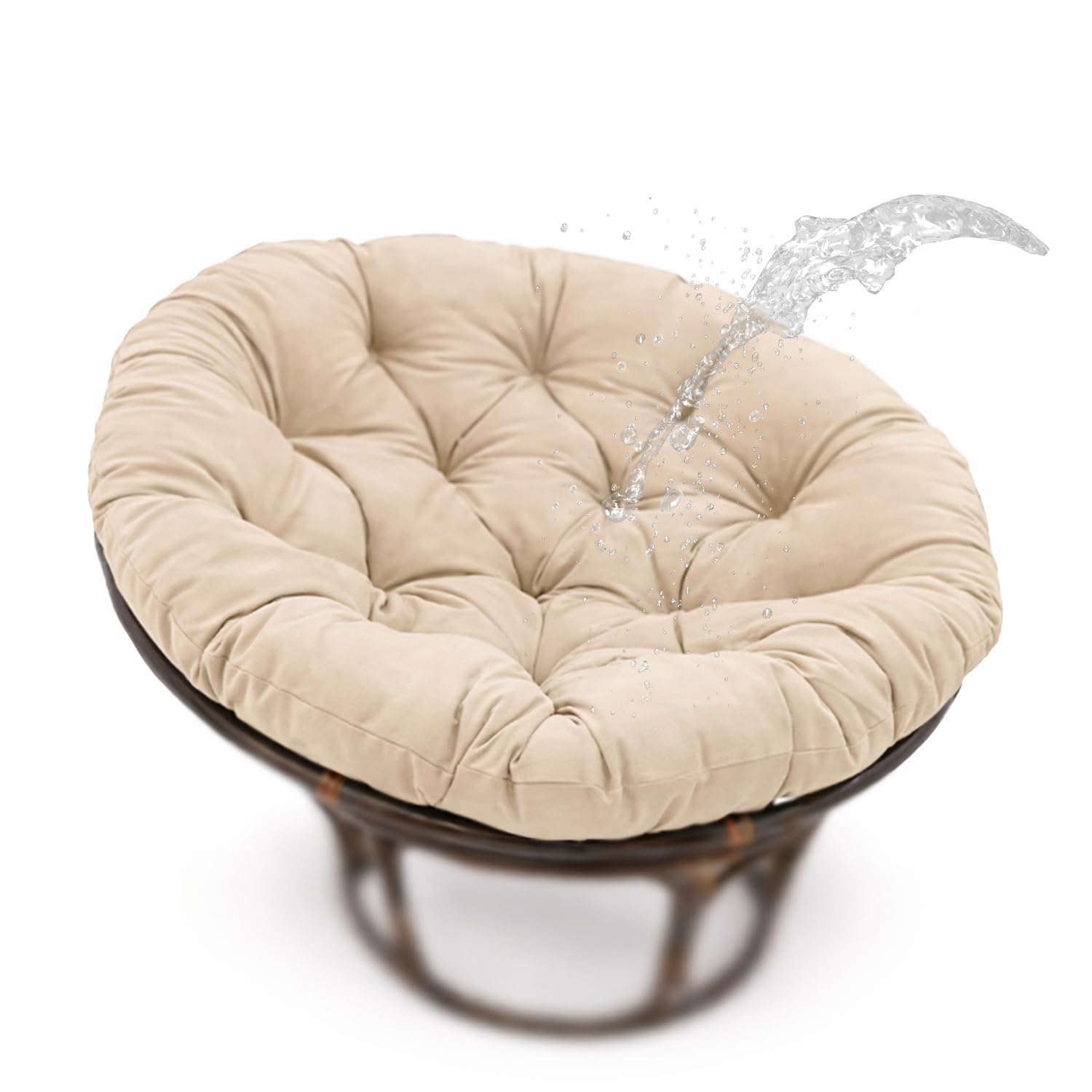 Generisch Bequemes Hängesessel Kissen, Sitzkissen Hängesessel mit weicher PP-Baumwolle, wasserabweisend, Hängesessel Polster für Garten, Balkon und Outdoor Entspannung,Khaki,110x110cm