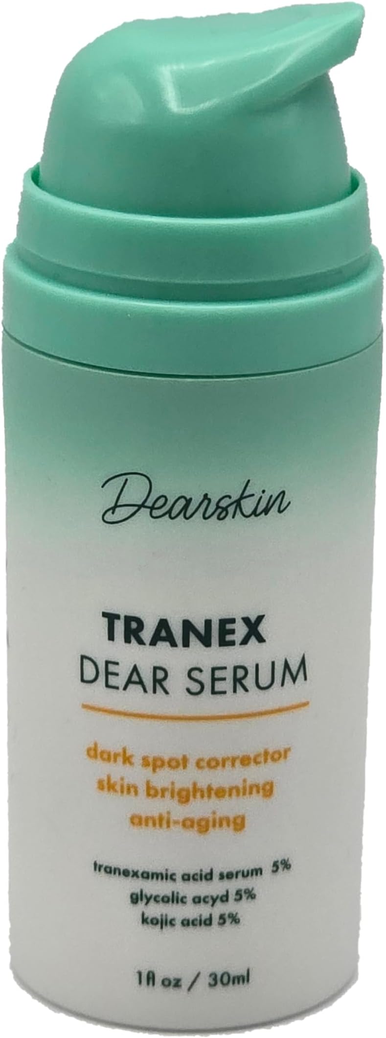 Tranexamic Acid Serum 5% Tranex Dear Serum™ with Kojic Acid 5% Vitamin C Hyaluronic Acid and Glycolic Acid. Dark Spot Remover Melasma Treatment for Face Cruelty Free Facial Serum Anti Aging Vegan.