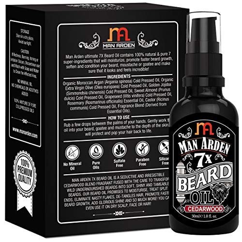 Image of Man Arden 7X Beard Oil (Cedarwood) - 7 Premium Oils Blend For Beard Growth & Nourishment 30ml