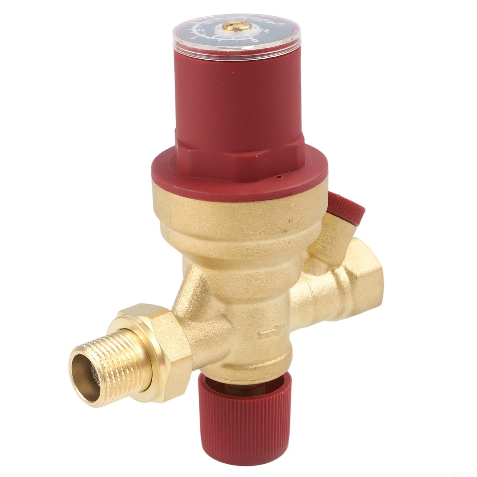 Valvola di riduzione automatica della pressione dell'acqua in rame DN15 1/2" con regolatore regolabile, filtrazione integrata e prevenzione del riflusso per sistemi di riscaldamento e raffreddamento