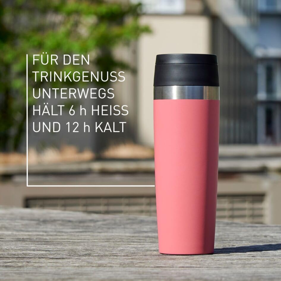 Emsa N2023950 Travel Mug Classic Isolierbecher 0,5 Liter, neuer Komfort Schraubverschluss, Pulverbeschichtung, Edelstahl, 360 Grad Trinköffnung, Rosa 4