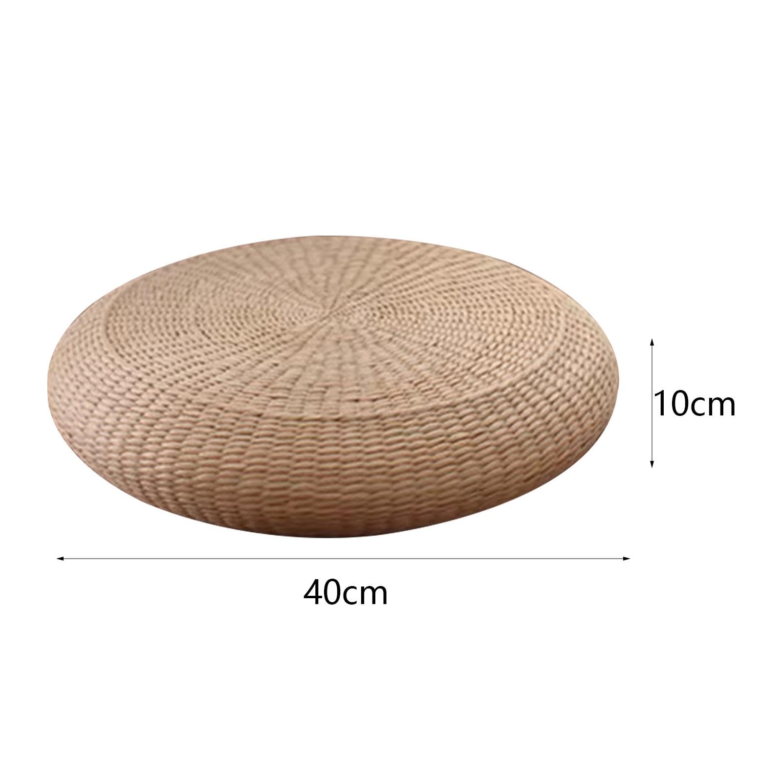 Coussin de Sol Naturel en Fibre Végétale, Coussin de Méditation Rond en Rotin Tressé, Confortable et Respirant, Tissé Main, pour Cérémonie du Thé, Salon et Bureau, 40 cm de Diamètre