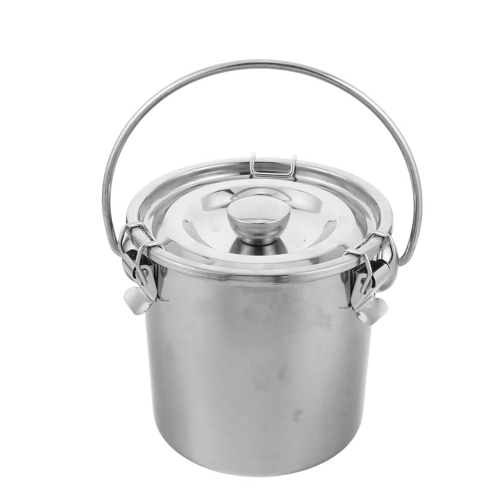 BETOOKY Milcheimer aus Edelstahl 3 L mit Deckel und Verschluss, Silber