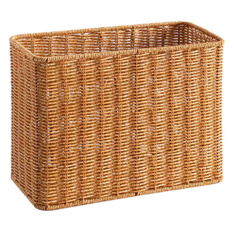 Cesta Estrecha Alta de Plástico Color Caqui para Almacenamiento en Escritorio Diseño Rústico y Apariencia Atractiva para Organizar Vegetales y Objetos Diversos