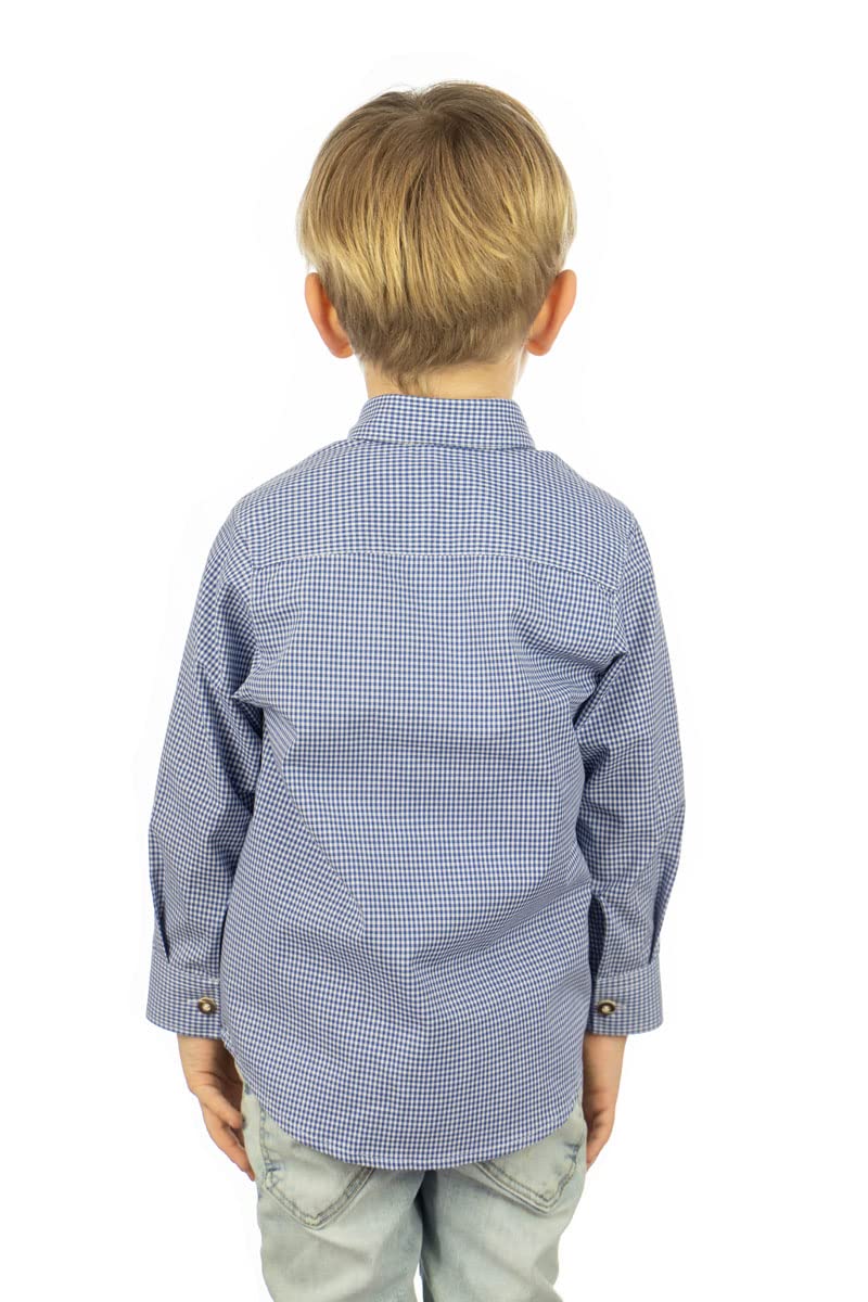 OS Trachten Kinder Hemd Jungen Langarm Trachtenhemd mit Liegekragen Preva