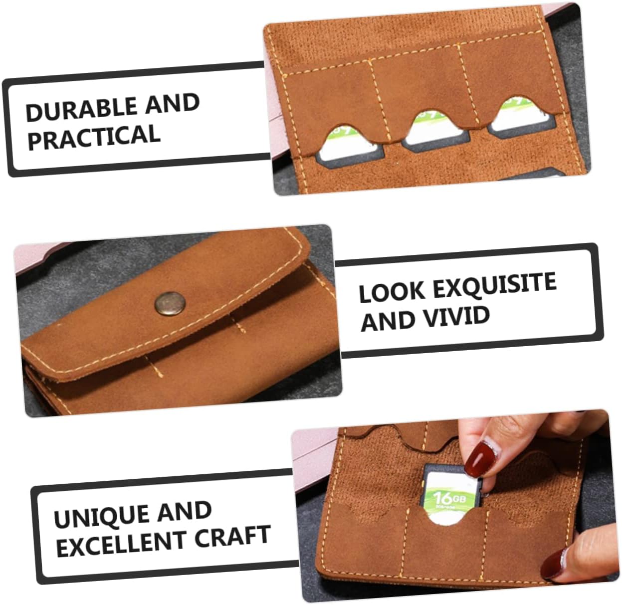 2pcs PU Card Holder Case Retro Design with Slots for Computer Memory Card Storage Durable and Lightweight
