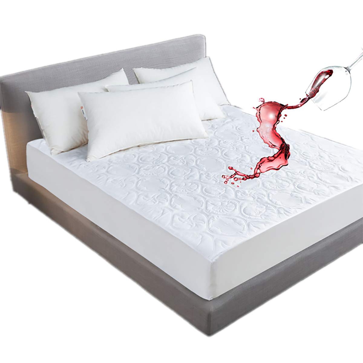 Smilee Premium Waterproof Mattress Protector, Hypoallergenic & Ultra Soft Breathable Bed Mattress Cover for Protection - Deep Pocket (King(200X200X30CM))