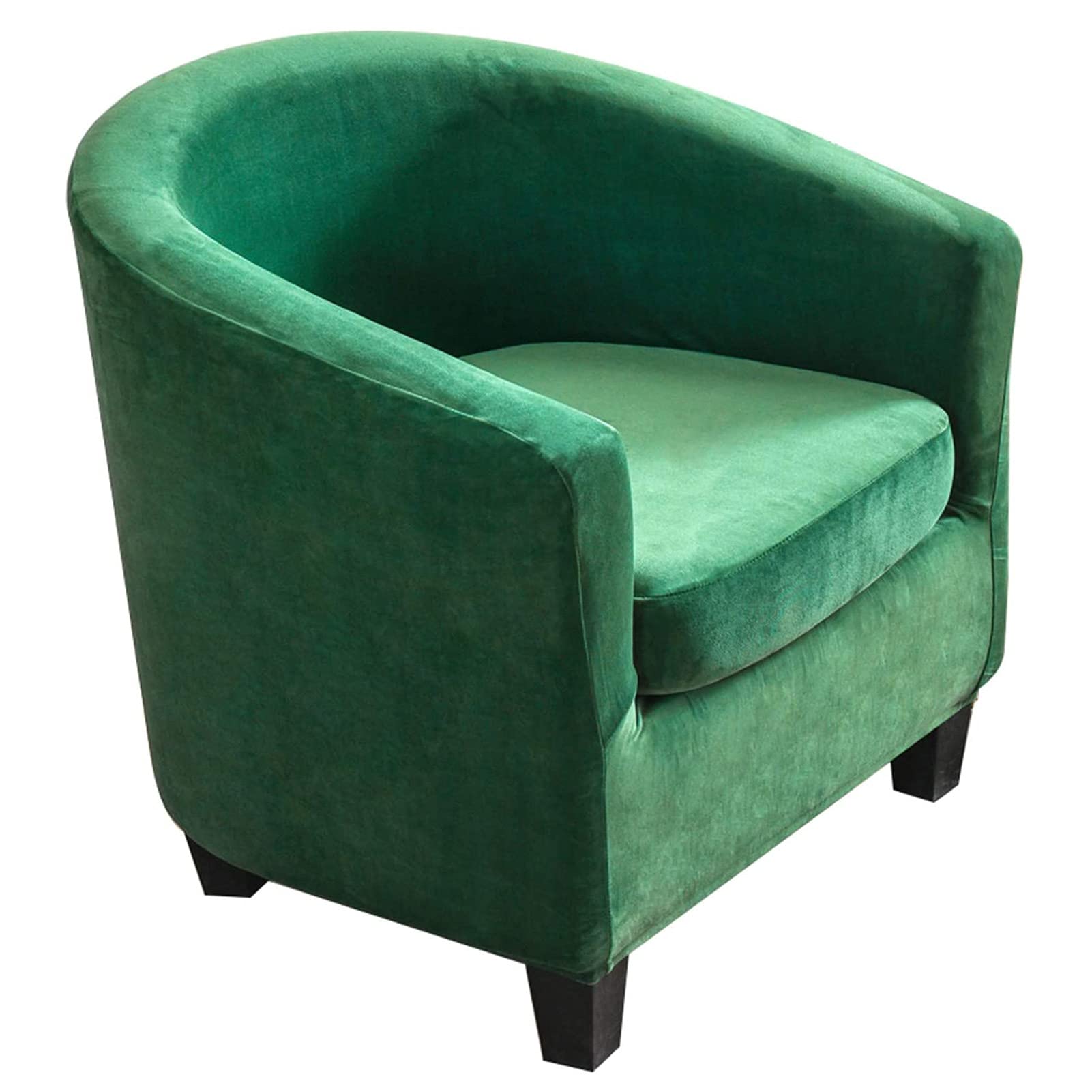 WJHDWYD Velvet Tub Chair Sofa Cover, Club Armchair Cover, Soft Plush Velvet Sofa Cover, Elastic Washable Armchair Cover Bar Chair Cover(Verde Scuro)