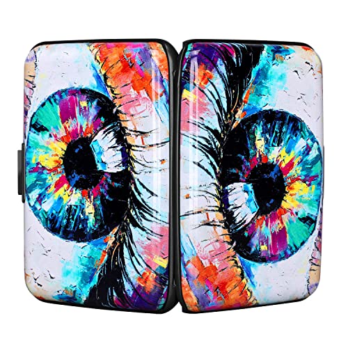 Image of Elfish RFID Blocking Credit Card Protector Aluminum ID Case Hard Shell Business Card Holders Metal Wallet for Men or Women, Big Eye,