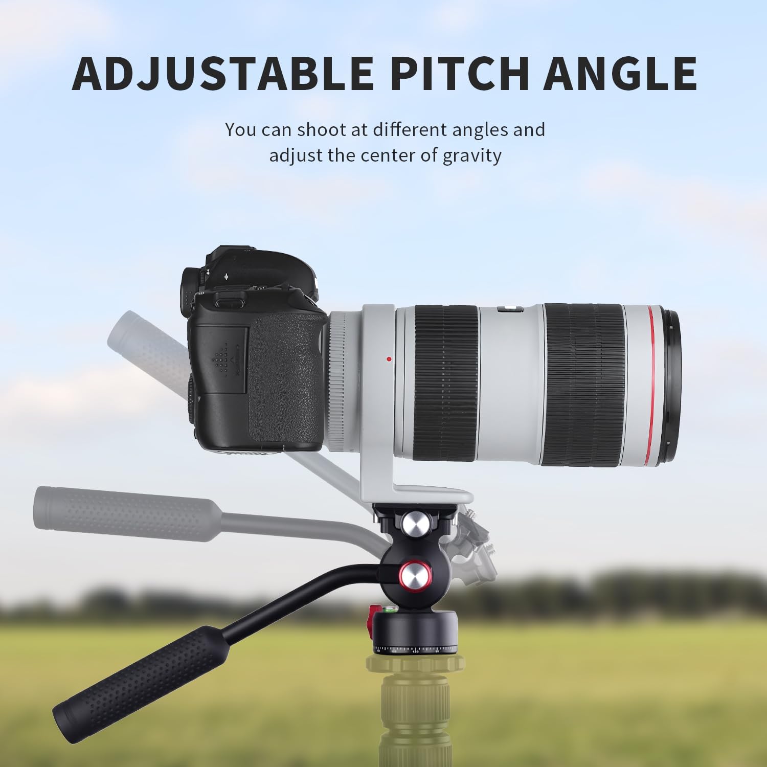 Tripod Fluid Head with 1/4'' and 3/8'' Adapter,Quick Release Plate,Aluminum Alloy Dual 360° Rotation Platform Video Head,Max Load 11.02lb/5kg,2D Panoramic Head for DSLR and Mirrorless Cameras
