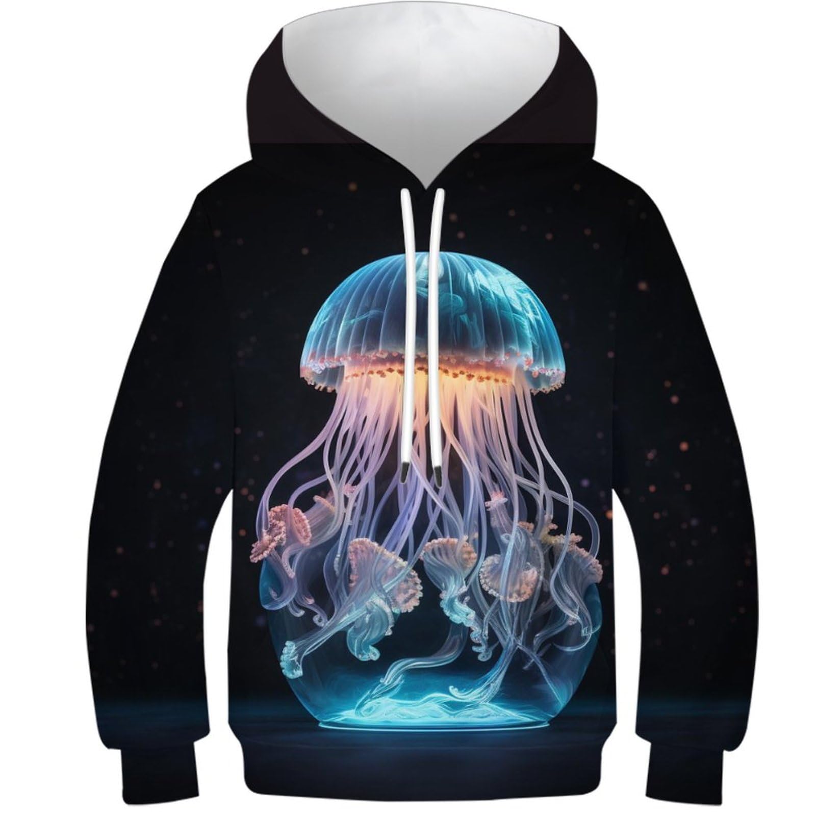 KKPBHTYVG 3D Printed Jellyfish Athleisure Hoodie Long Sleeve Sweatshirts Pullover Men/Women with Pockets Clothes for Teens 13-15Y