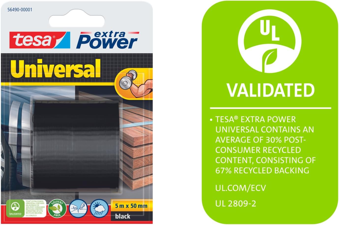 tesa Extra Power Universal, 5 m x 50 mm, Black