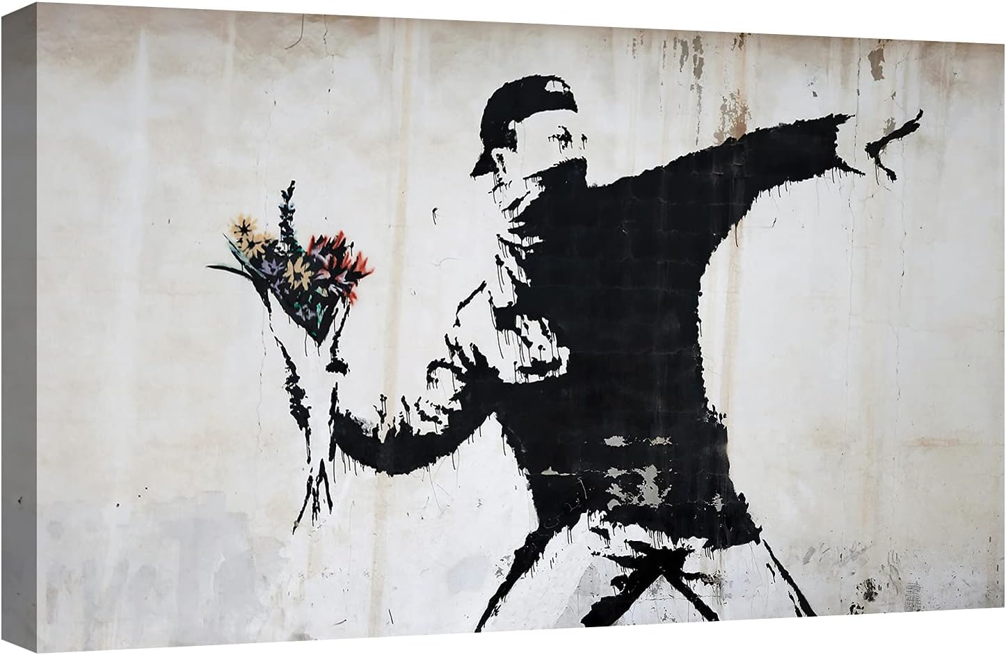 Quadri Moderni Banksy Lanciatore Di Fiori Cm 120X70 Quadro