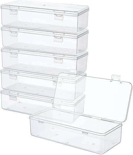 Miniatura 11 de Paquete de 4 Contenedores Pequeños de Plástico, Contenedores de Almacenamiento Rectangulares para Lápices y Crayones con Tapa, Contenedores de