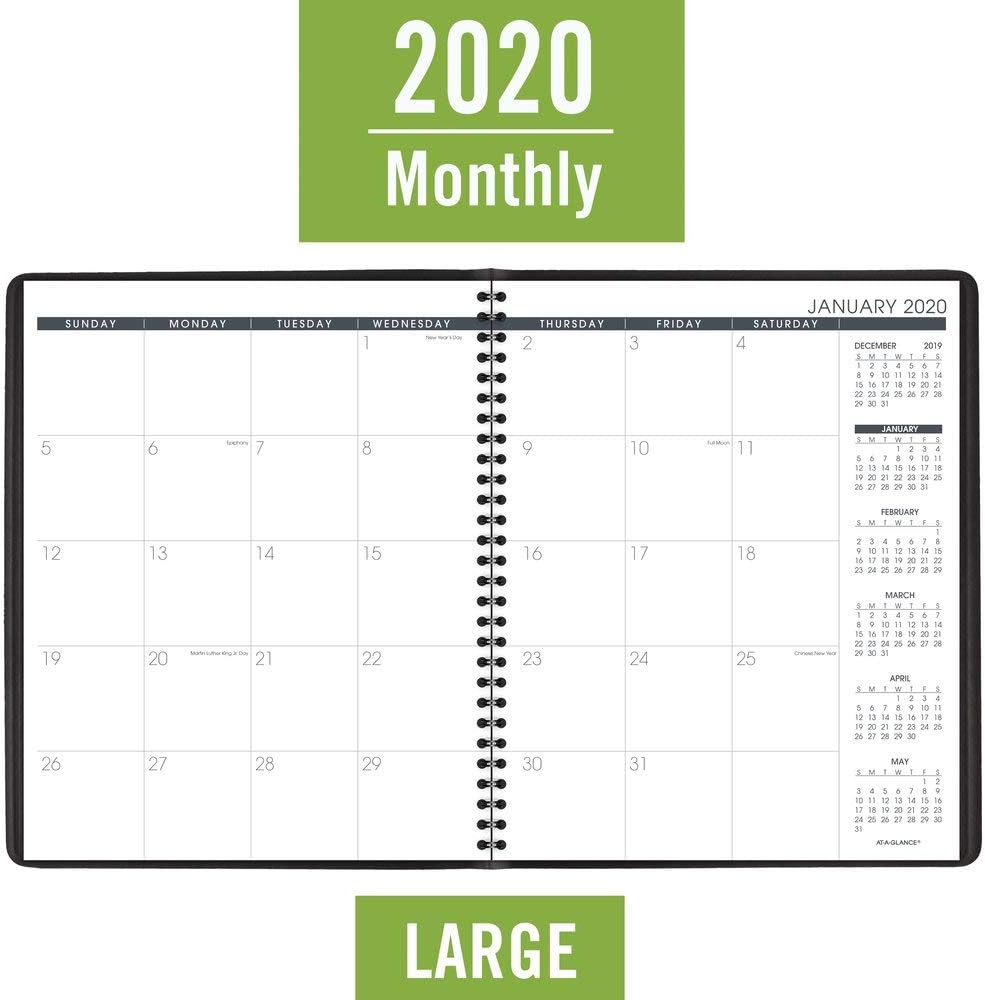 2020 Monthly Planner by AT-A-GLANCE, 9" x 11", Large, 15 Months, Black (7026005)
