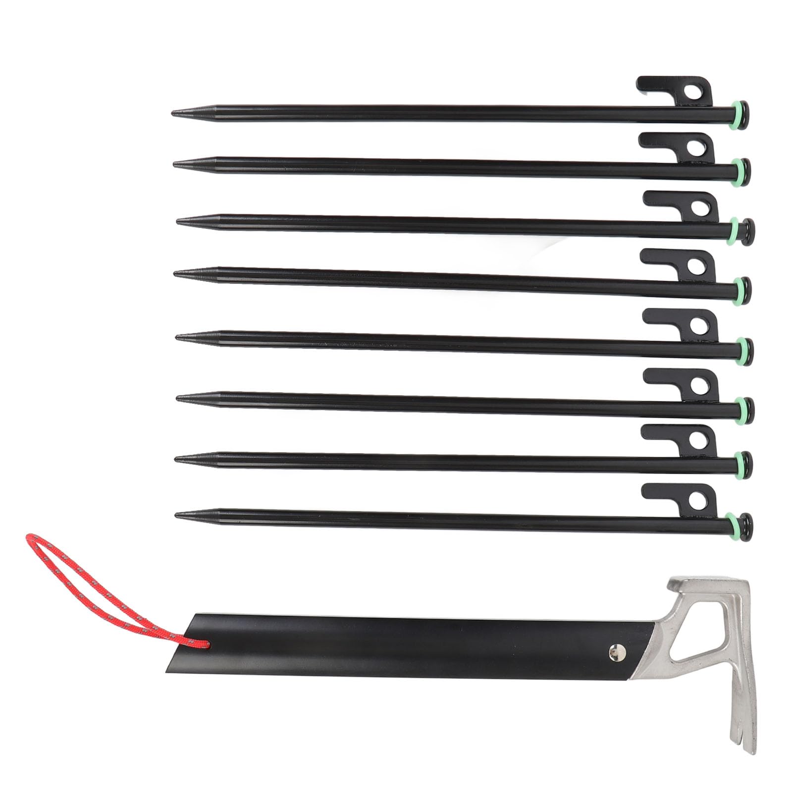 Mehrzweck-Zeltheringe, 30 cm, Leichte Aluminium-Heringe mit 4 Mm Abspannleinen für Sicheres Camping, Wandern und Rucksackreisen (Khaki)