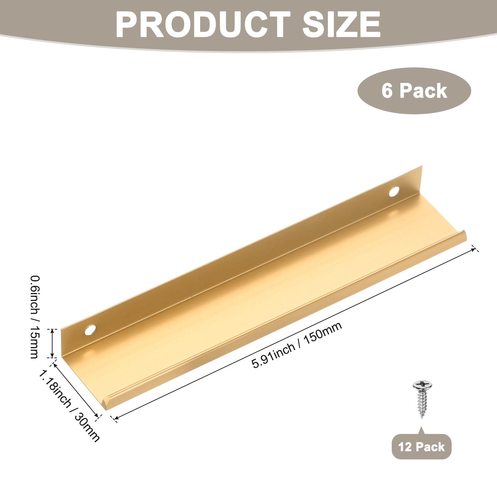 M METERXITY 6-Pack Cabinets Drawers Edge Pulls - Image 3