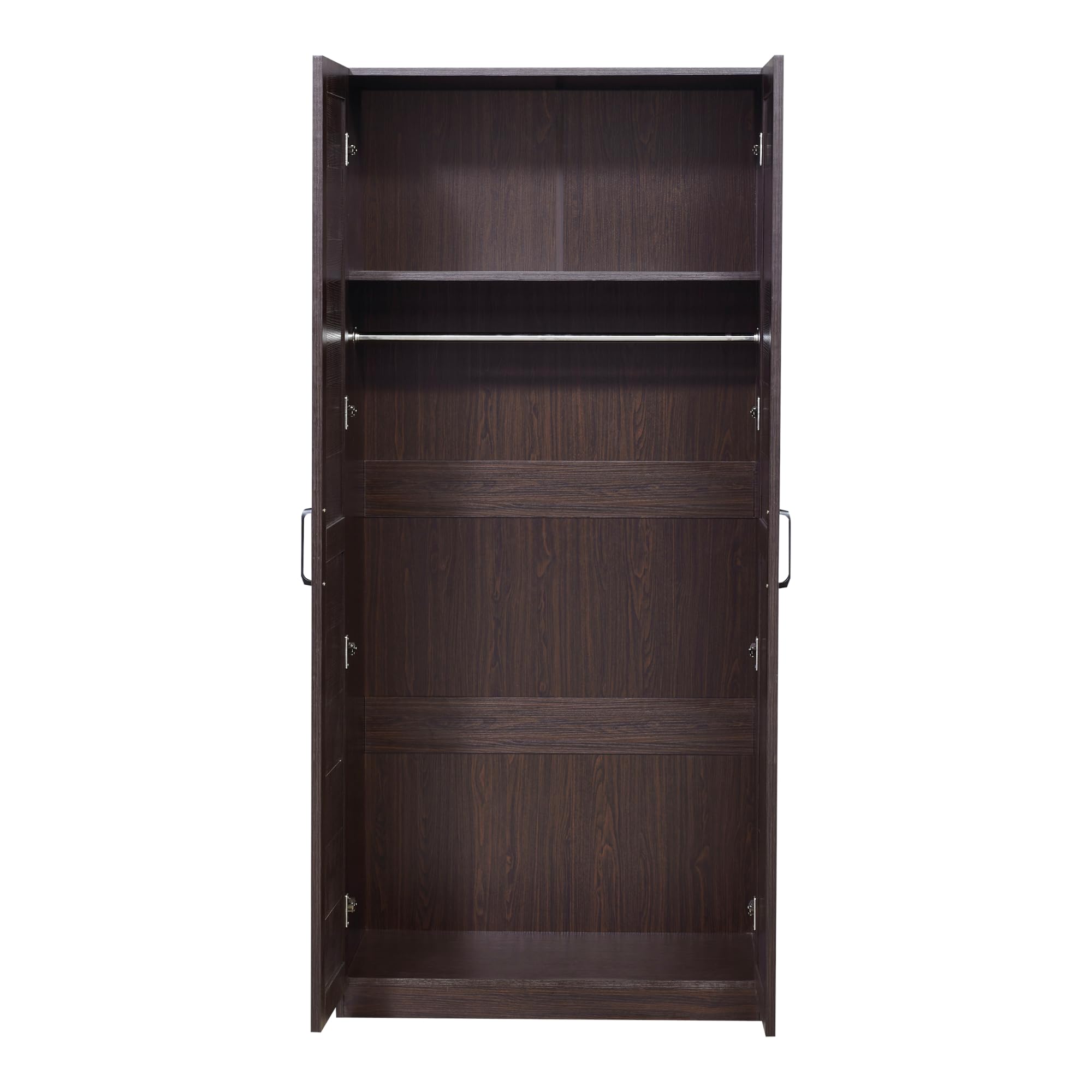 [en.casa] Szafa na ubrania Finning 2-drzwiowa 176 x 80 x 52 cm MDF szafa garderobiana z 1 drążkiem na ubrania i 1 górną półką, orzech włoski