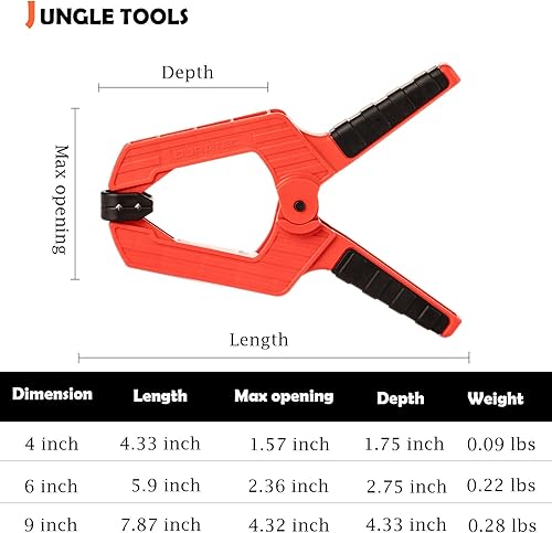 Miniatura 3 de JUNGLE TOOLS - Abrazaderas de resorte de 9 pulgadas, potente fuerza de sujeción de 9 pulgadas, abrazaderas de resorte grandes duraderas (4, 9