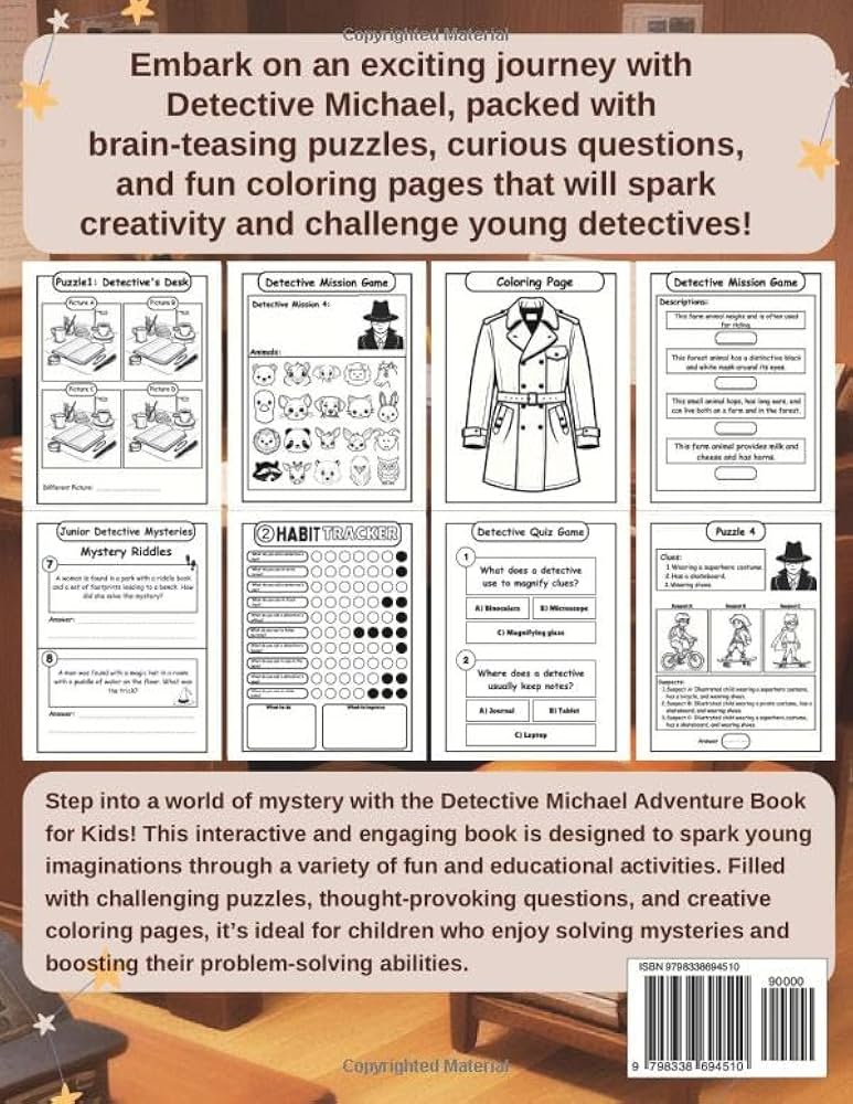 Detective Mystery Activity Book for Kids Ages 8-12, Boys and Girls: Solve Puzzles, Mazes, Riddles, and Clues to Break Mysteries and Boost Problem- Solving Skills: Ross, Michael P.: 9798338694510: Amazon.com: Books detective-mystery-activity-book-for-kids-ages-8-12-boys-and-girls-solve-puzzles-mazes-riddles-and-clues-to-break-mysteries-and-boost-problem-solving-skills-ross-michael-p-9798338694510-amazon-com-books