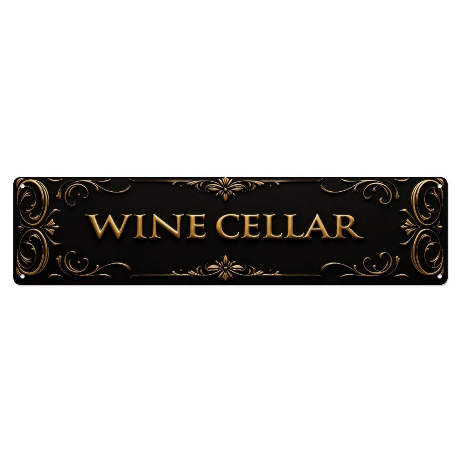 Golden Ornate Scroll Design Pattern Metal Tin Sign Plaque