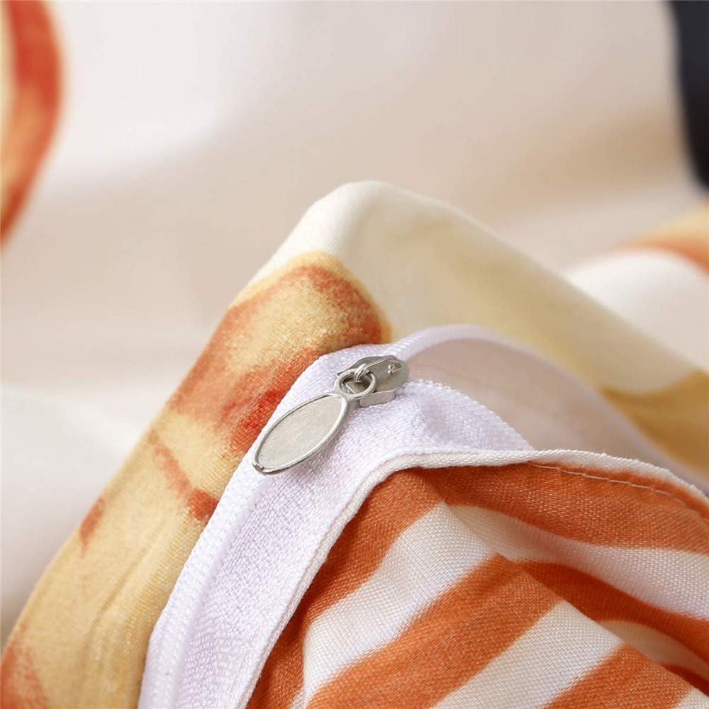 Kids Comforter Cover King Size Children Girls Fruits Peach Bedding Set Stripe Decorative 3 Pieces Cartoon Tropical Duvet Cover Set Cute Tapestry Bedspread Cover with 2 Pillowcase Microfiber Zipper - Image 4