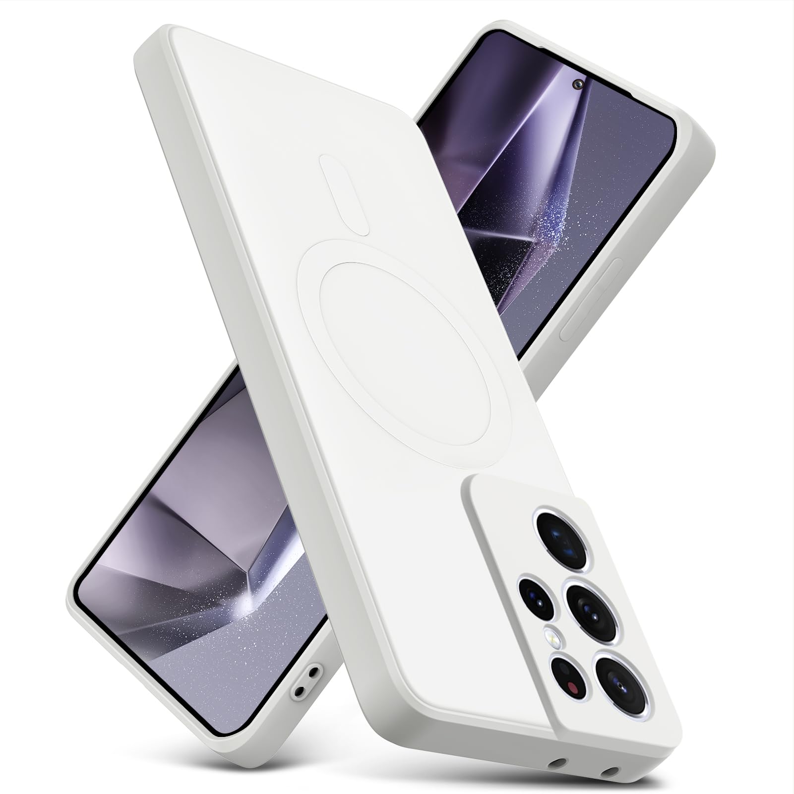 Coque Galaxy S21 Ultra magnétique silicone blanc riz antichoc - 8