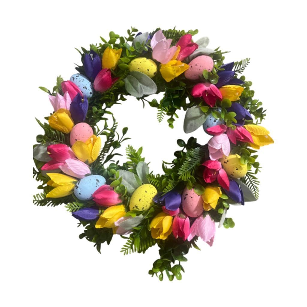 Couronne de fleurs œuf de Pâques pour décoration intérieure printanière