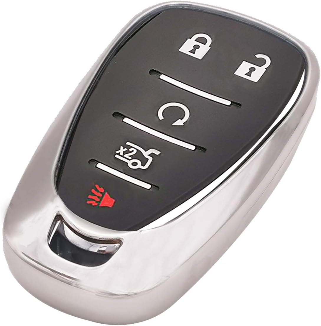 Qty(2) Pink Silver Soft TPU Key Fob Cover Case Remote Protector for 2016 2017 2018 2019 2020 2021 Chevy Malibu Camaro Cruze Spark Sonic Equinox