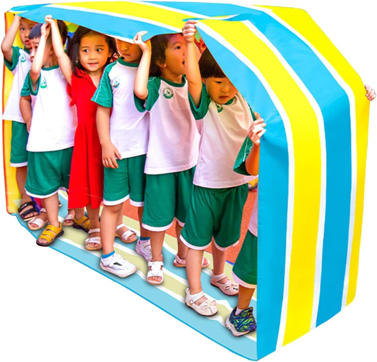 Playing Run Mat Kids Multiplayer Teamwork Game Props, for Home Backyard Kids Carnival Birthday Party Game (Color : Blue-Yellow, Size : Kids 4m)