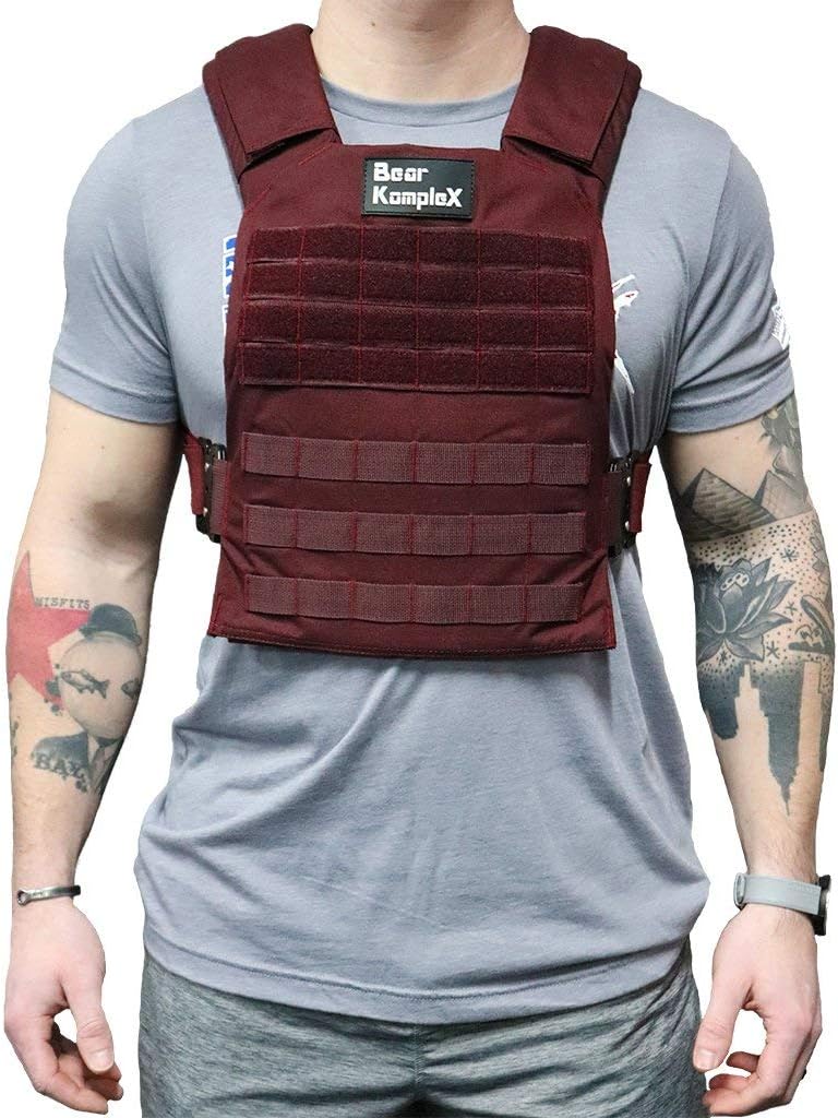 Bear KompleX Weight Vest - Easily Adjustable, Gym Training Jacket with Heat Treated Steel Alloy Buckles for Strength & Crossfit Training, Plates Sold Seperately : Sports & Outdoors