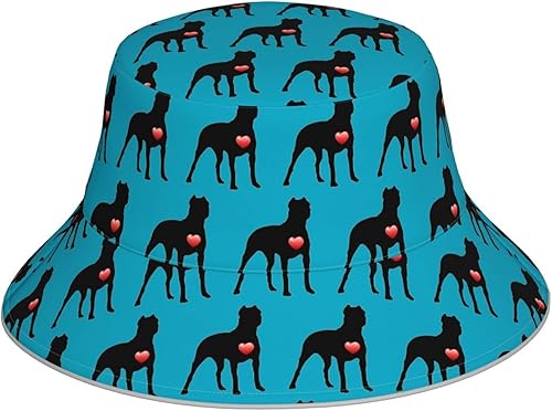 Love Pit Bull - Sombrero de pescador, diseño de animales, para viajes, playa, sombrero de sol de doble cara, reversible, para exteriores, unisex,