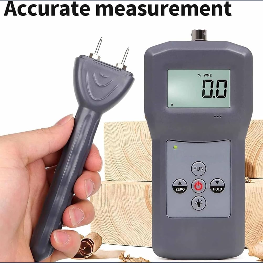 Igrometro Legno Senza Puntali, Misuratore di umidità Legno con Display LCD | Intervallo di misurazione 0-80% e precisione ±0,5%/Tempo di risposta rapido di 1 secondo per la lavorazione del legno