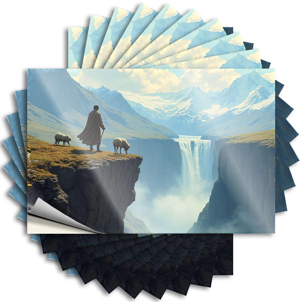 A Shepherd Stands On A Cliff Overlooking A Vast Reading Home Sweet Home Decor - Decals Case Removable Vinyl Decal(12X18CM)