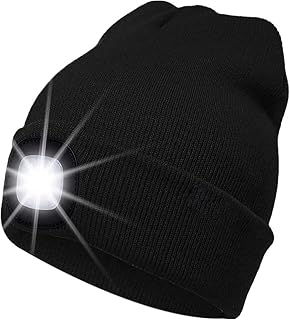 Women Men LED Beanie Hat with Light Unisex Gifts for Men Warm Knitted Flashlight Hat Warm Winter Beanie Hat One Size