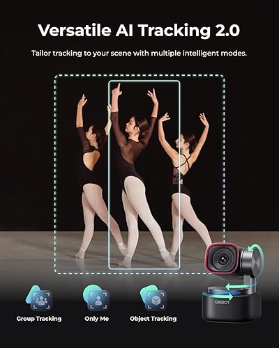 Miniatura 7 de OBSBOT Tiny 3 Cámara web PTZ de audio espacial 4K con tecnología AI, seguimiento de AI Tri-Mic 2.0 Control de voz Control de gestos Sensor de 1/1.28