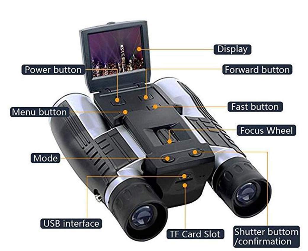 Telescopio/prismáticos Digitales con cámara, Pantalla LCD de 2 Pulgadas, grabadora de vídeo de 12x32 y 5MP para observación de Aves, Partidos de fútbol, ​​conciertos/Código de Producto: WXJ-1097