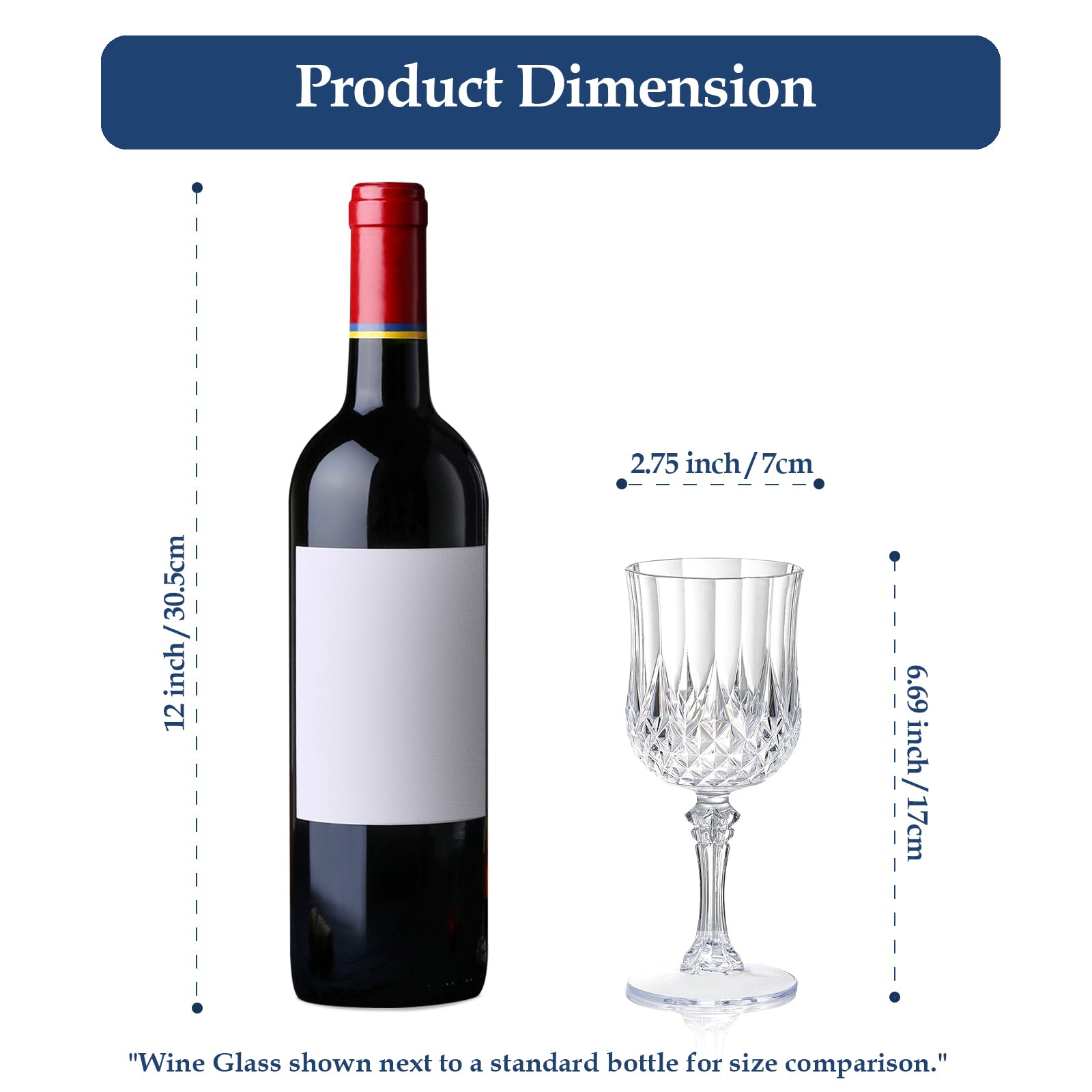 XUWAIDSGN Copas de vino de plástico vintage de 7 onzas, vasos irrompibles para boda, copas de agua de cristal, reutilizables, copas de champán vintage (24, transparentes)