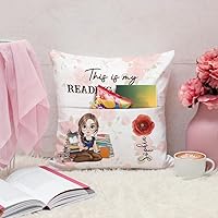 Vista 5 de ENCYCOM Almohada de bolsillo personalizada para lectura de libros, almohadas personalizadas con nombre, regalo para niñas ratones de biblioteca