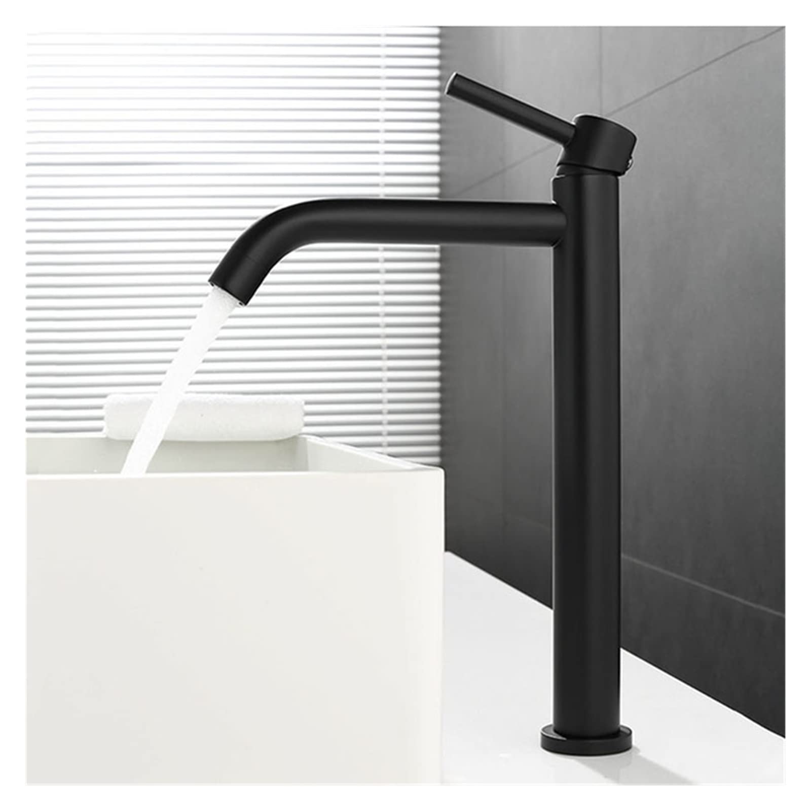 Robinet de lavabo haut mitigeur de salle de bain noir mat pour vasque à poser