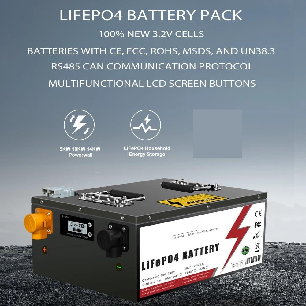 Batería LiFePO4 de 24V, 100Ah, 200Ah, 300AH, Bluetooth incorporado, BMS, más de 6000 ciclos for el hogar, RV, autocaravana Solar fuera de la red(24V 200Ah)