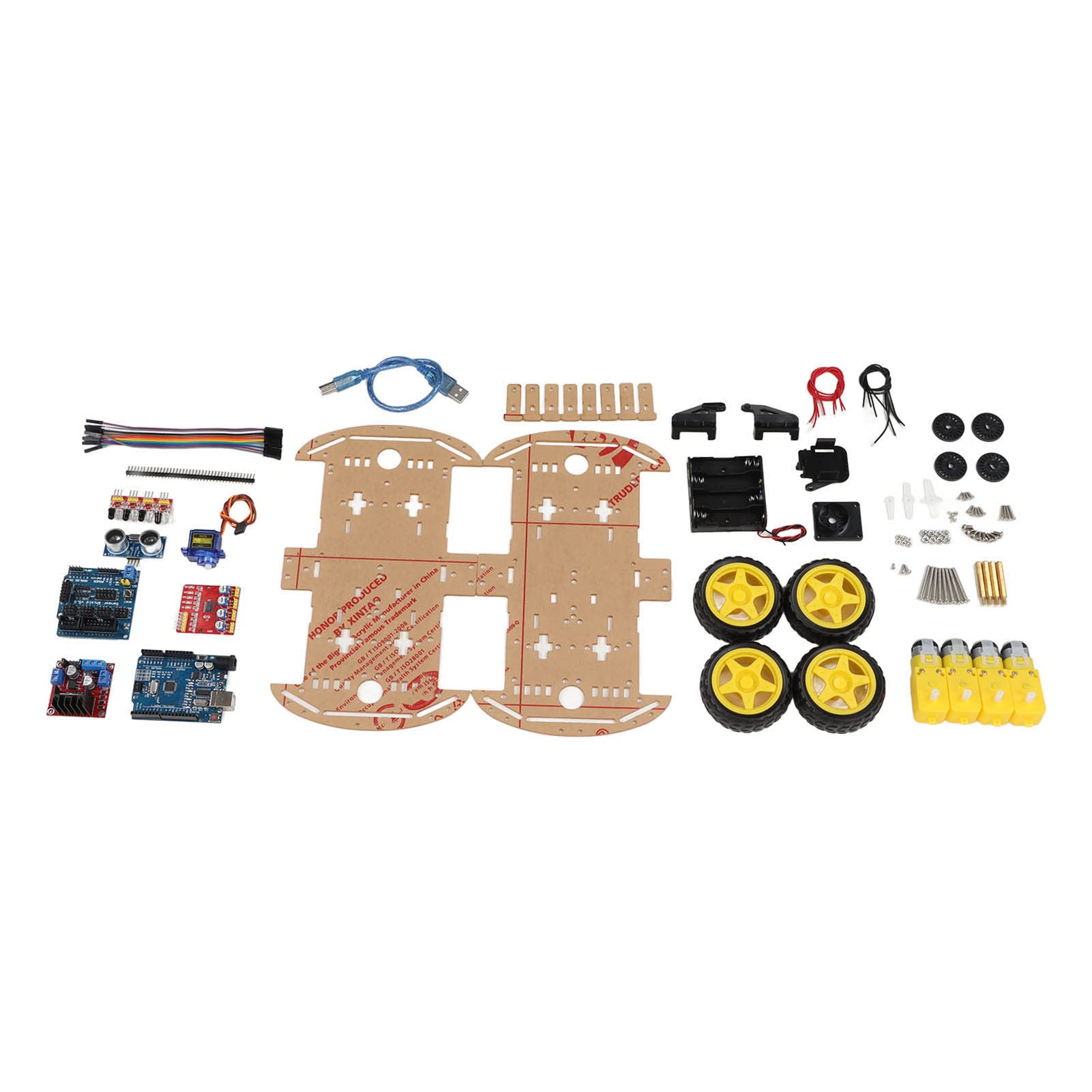 Kit Telaio per Auto Robot Intelligente Set Completo per Appassionati di Fai da Te con Componenti Eccellenti e Design Intuitivo